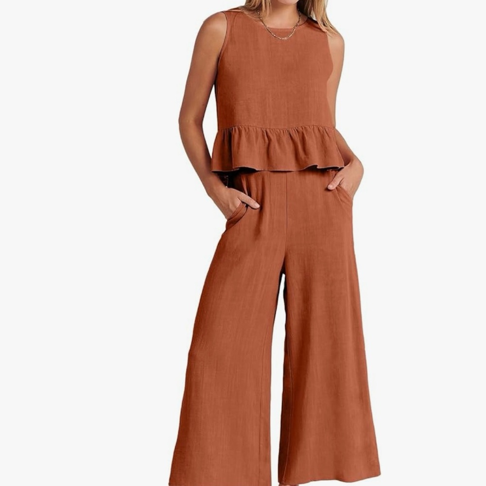 Elegant Sleeveless Peplum Jumpsuit in maroon